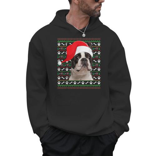 Ugly Xmas Sweater Santa Boston Terrier Dog Christmas For Men Women Kids Men Hoodie - Bostonterriersmerch.com