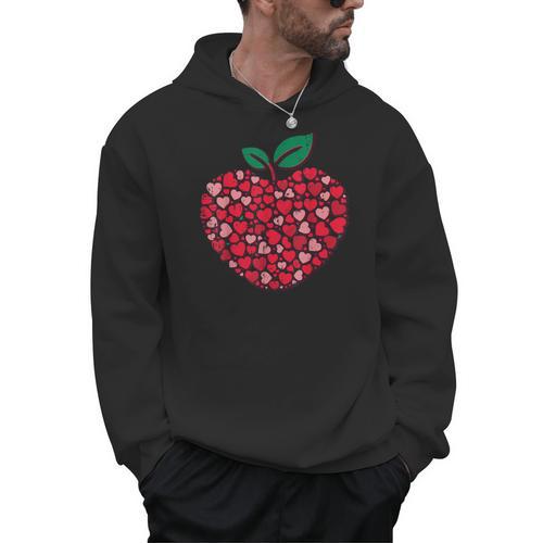 Valentines Day Teacher Hearts Apple Love Teach Women Men Men Hoodie - teacherstshirts.com