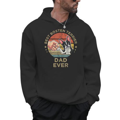 Vintage Best Boston Terrier Dad Ever Dog Father Father's Day Men Girls Kids Men Hoodie - Bostonterriersmerch.com