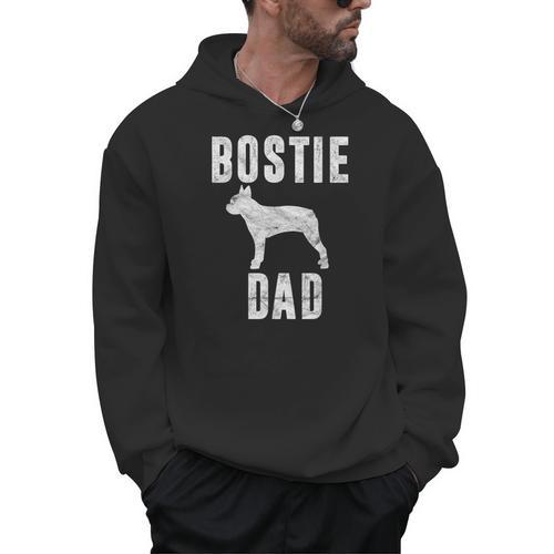 Vintage Boston Terrier Dad Dog Daddy Bostie Father Men Hoodie - Bostonterriersmerch.com