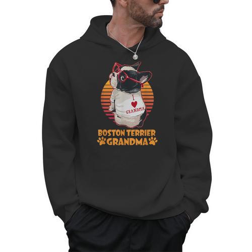 Vintage Boston Terrier Grandma Wear Sunglasses Dog Lover Men Women Girls Kids Men Hoodie - Bostonterriersmerch.com DE