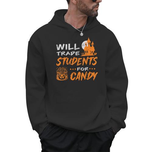 Will Trade Students For Candy Halloween Costume Teacher Men Hoodie - teacherstshirts.com AU