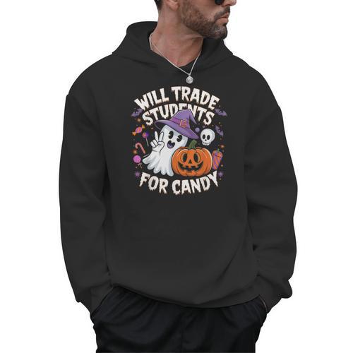 Will Trade Students For Candy Halloween Teacher Men Hoodie - teacherstshirts.com AU
