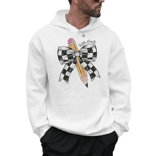 Back To School Hello Fifth Grade Teacher Coquette Pencil Bow Men Hoodie - teacherstshirts.com CA