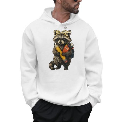 Back To School Raccoon Teachers Student Kids Men Hoodie - teacherstshirts.com