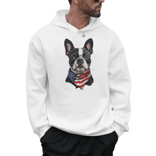 Boston Terrier American Flag Men Hoodie - Bostonterriersmerch.com