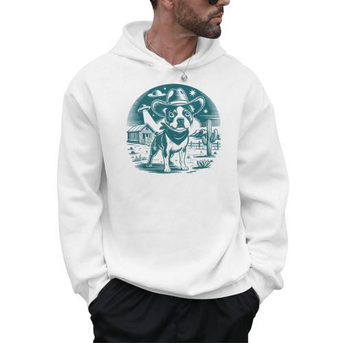 Boston Terrier Cowboy UFO Shirt Vintage Western Dog Mom Tee Men Hoodie - Bostonterriersmerch.com