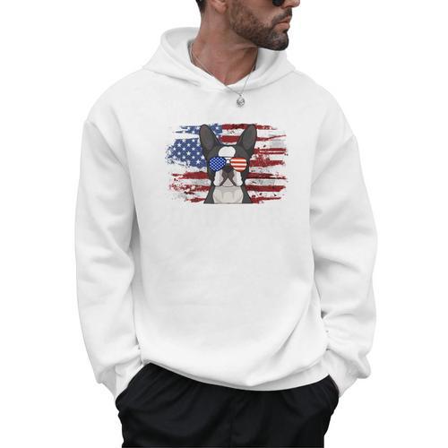Boston Terrier Dad American Flag 4th Of July Dog Fathers Day Men Hoodie - Bostonterriersmerch.com