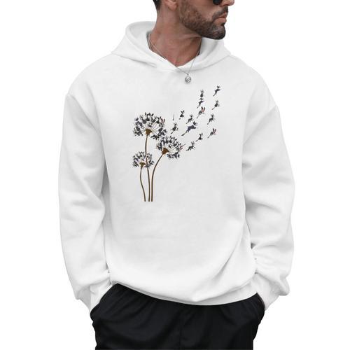 Boston Terrier Flower Fly Dandelion Dog Lover Dog Dad Men Hoodie - Bostonterriersmerch.com