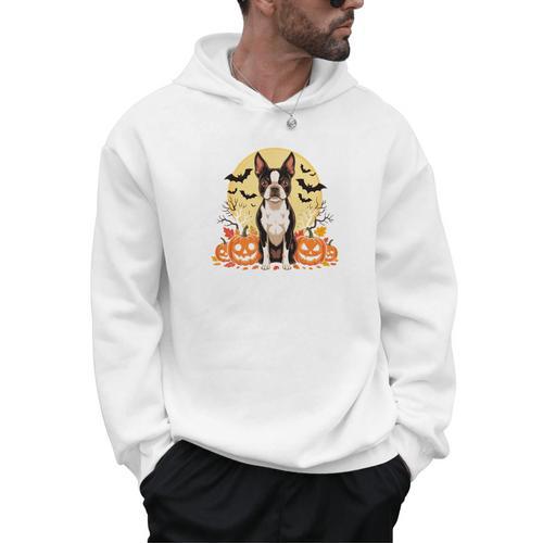 Boston Terrier Halloween Dog Lover Pumpkin Costume Men Hoodie - Bostonterriersmerch.com