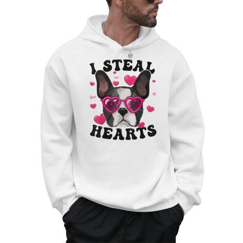 Boston Terrier Heart Glasses Girls Bostie Valentines Day Men Hoodie - Bostonterriersmerch.com CA