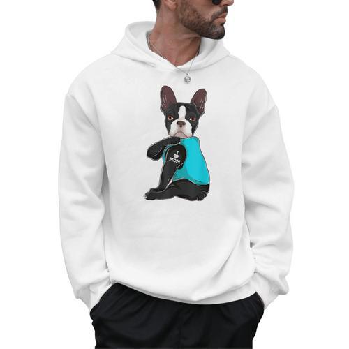 Boston Terrier I Love Mom Apparel Men Hoodie - Bostonterriersmerch.com