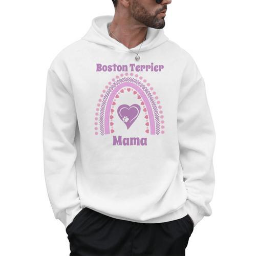 Boston Terrier Mama Cute Rainbow Paw Heart Shape Men Hoodie - Bostonterriersmerch.com UK
