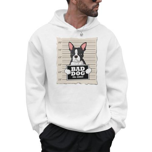 Boston Terrier Mug Shot Guilty Dog Men Hoodie - Bostonterriersmerch.com