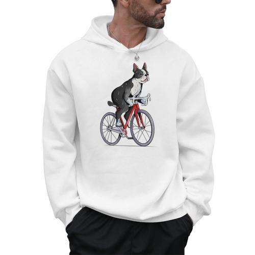 Boston Terrier Riding Bicycle Cute Bostie Biker Raglan Baseball Tee Men Hoodie - Bostonterriersmerch.com