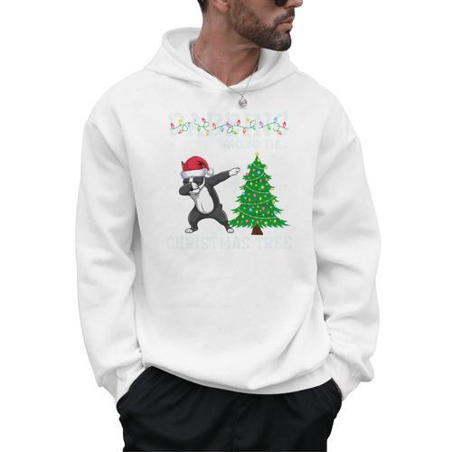 Boston Terrier Santa Hat Dabbing Around The Christmas Tree Men Hoodie - Bostonterriersmerch.com