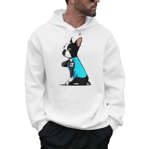 Boston Terrier Tattoos I Love Mom Men Hoodie - Bostonterriersmerch.com