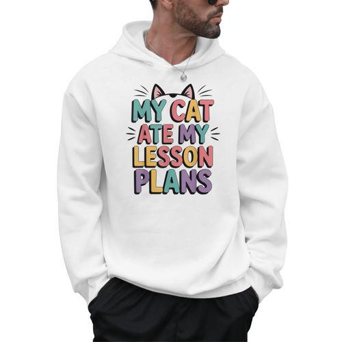 My Cat Ate My Lesson Plans Teacher Cat Humor Men Hoodie - teacherstshirts.com CA