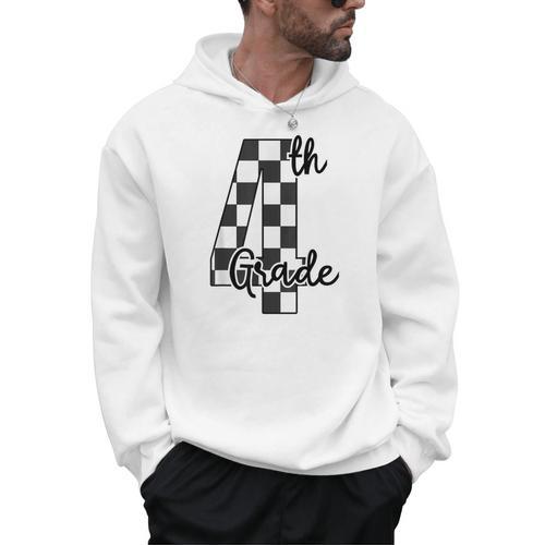 Checkered Fourth Grade Back To School Teachers Students Men Hoodie - teacherstshirts.com
