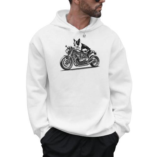 Cool Boston Terrier Riding a Motorcycle Biker Dog Lover For Men Women Kids Men Hoodie - Bostonterriersmerch.com