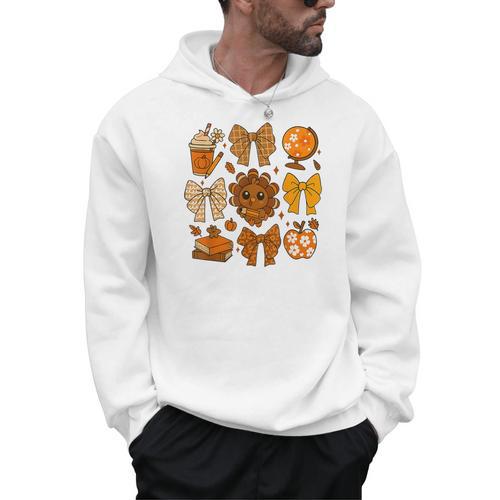 Coquette Teach Teacher Bows Thanksgiving Turkey Fall Autumn Men Hoodie - teacherstshirts.com AU