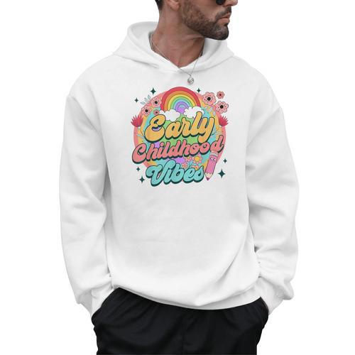 Daycare Teacher Daycare Provider Early Childhood Vibes Men Hoodie - teacherstshirts.com CA