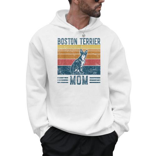 Dog Boston Terrier Mom Vintage Boston Terrier Mom Men Hoodie - Bostonterriersmerch.com CA