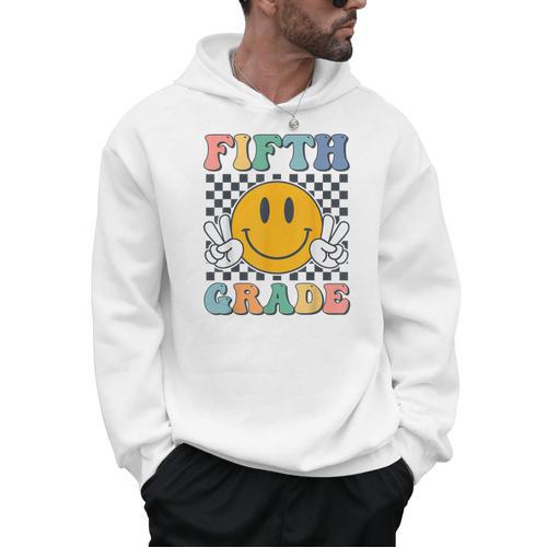 Fifth Grade Team Teachers Boys Girls Retro Smile 5th Grade Men Hoodie - teacherstshirts.com CA