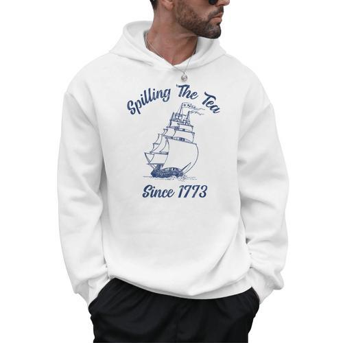 Fun 4th Of July Spilling The Tea Since 1773 History Teacher Men Hoodie - teacherstshirts.com DE
