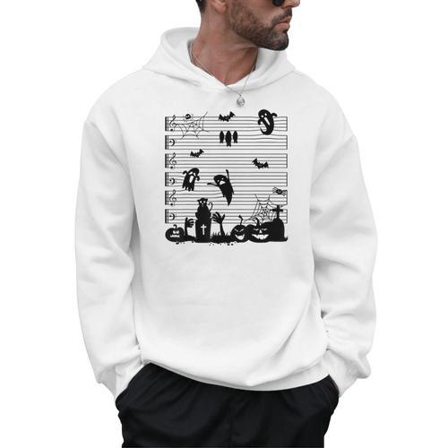 Halloween Music Note Clefs Spooky Ghost For Music Teacher Men Hoodie - teacherstshirts.com AU