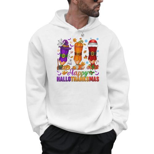 Happy Hallothanksmas Halloween Thanksgiving Pencils Teachers Men Hoodie - teacherstshirts.com