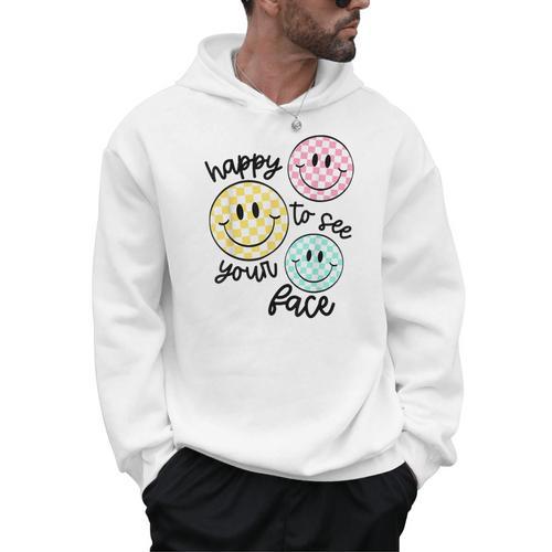 Happy To See Your Face Smile Face Teacher Back To School Men Hoodie - teacherstshirts.com UK
