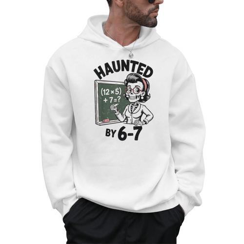 Haunted 67 Skeleton Math Teacher Halloween Costume Math Pun Men Hoodie - teacherstshirts.com AU