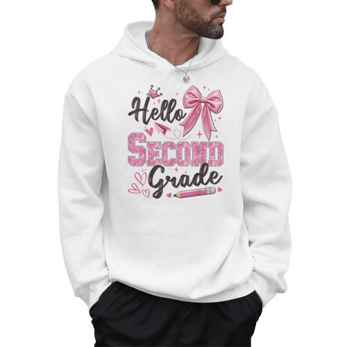 Hello Second Grade First Day Of School Coquette Teacher Girl Men Hoodie - teacherstshirts.com CA