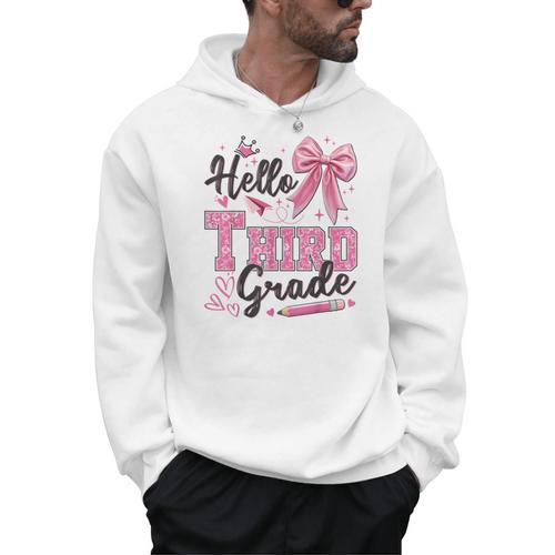 Hello Third Grade First Day Of School Coquette Teacher Girl Men Hoodie - teacherstshirts.com