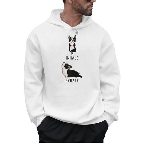 Inhale Exhale Yoga Boston Terrier Tshirt Men Hoodie - Bostonterriersmerch.com