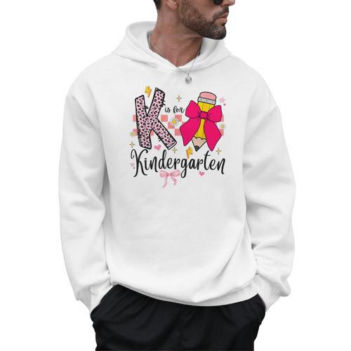 K Is For Kindergarten Teacher Coquette Bow Back To School Men Hoodie - teacherstshirts.com UK