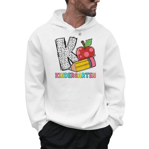 K Is For Kindergarten Teacher Pencil Apple Back To School Men Hoodie - teacherstshirts.com UK