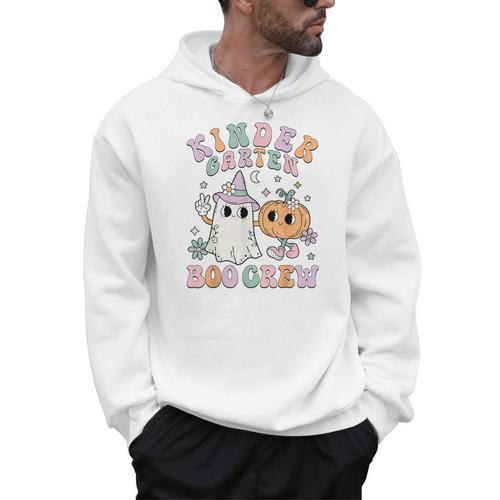 Kindergarten Boo Crew Halloween Floral Ghost Kinder Teacher Men Hoodie - teacherstshirts.com DE