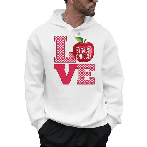 Love Kindergarten Cute Apple School Teacher Men Hoodie - teacherstshirts.com AU