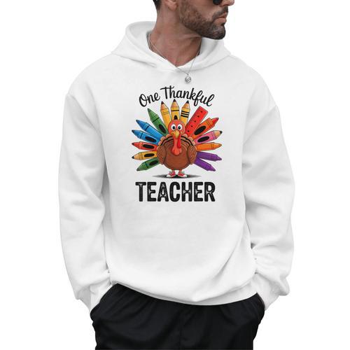 One Thankful Teacher Thanksgiving TurkeyCute Pencil Men Hoodie - teacherstshirts.com DE