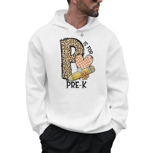 P Is For Pre K Teacher Leopard First Day Of School For Men Women Girls Kids Men Hoodie - teacherstshirts.com CA