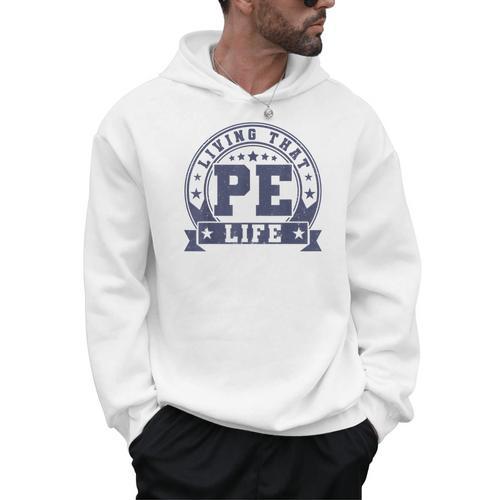 PE Teacher Living That PE Life Physical Education Teacher Men Hoodie - teacherstshirts.com UK