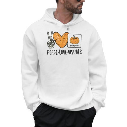 Peace Love Visuals Sped Teacher Pumpkin Skeleton Halloween Men Hoodie - teacherstshirts.com