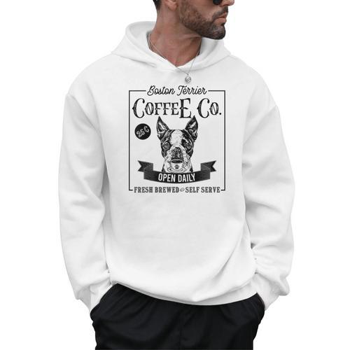 Retro Boston Terrier Coffee Dog Mom Coffee Lover Men Hoodie - Bostonterriersmerch.com