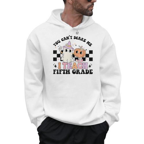 Retro You Can't Scare Me I Teach 5th Grade Teacher Halloween Men Hoodie - teacherstshirts.com