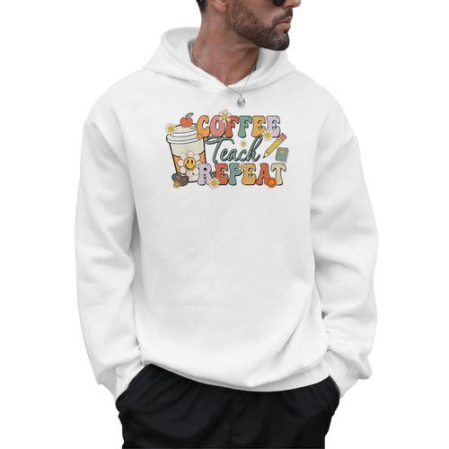 Retro Grovvy Coffee Teach Repeat Teacher Men Hoodie - teacherstshirts.com AU