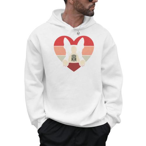 Retro Heart Boston Terrier Dog Vintage Valentine Men Hoodie - Bostonterriersmerch.com
