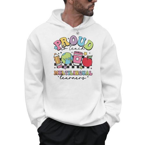 Retro Proud To Teach Multilingual Learners English Teacher Men Hoodie - teacherstshirts.com AU
