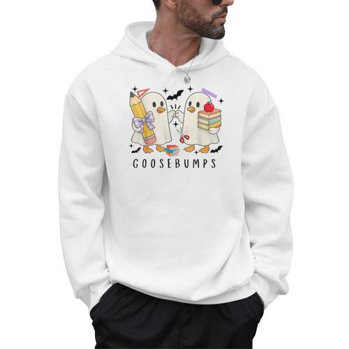 Silly Goose Spooky Teacher Halloween Cute Goosebumps Men Hoodie - teacherstshirts.com UK
